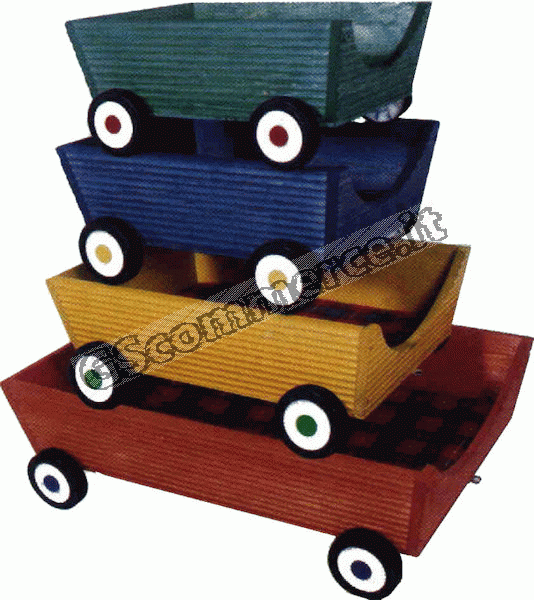 0000355 - LETTINO CARRIOLA IN LEGNO CON RUOTE 45x70 PZ.1 ** 