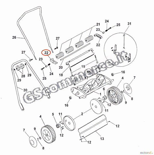 0003198 - LEVA E3 301335 PER RASAERBA/TOSAERBA ELICOIDALE MANUALE WOLF-GARTEN 