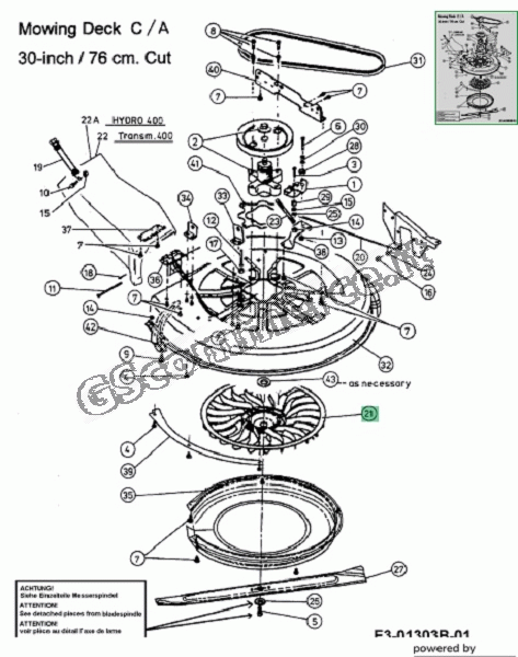0003804 - VENTOLA PIATTO TAGLIO TRATTORINO MTD 731-1583  PZ.1 